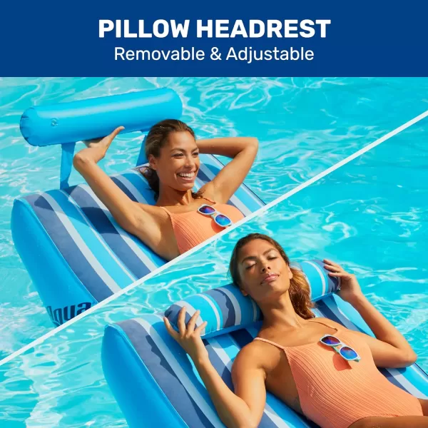 Aqua Ultimate 2-in-1 Pool Float Lounge – Extra Large – Inflatable Pool Floats for Adults with Adjustable Backrest &amp; Cupholder Caddy – Multiple Colors/Styles