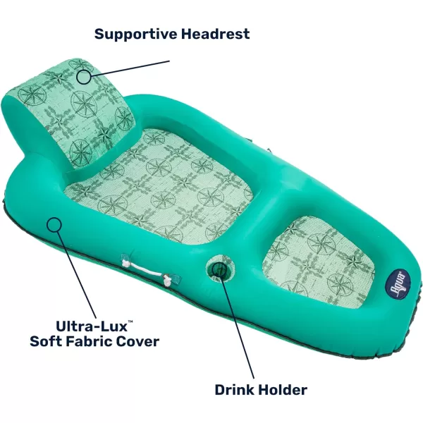 Aqua Ultimate 2-in-1 Pool Float Lounge – Extra Large – Inflatable Pool Floats for Adults with Adjustable Backrest &amp; Cupholder Caddy – Multiple Colors/Styles