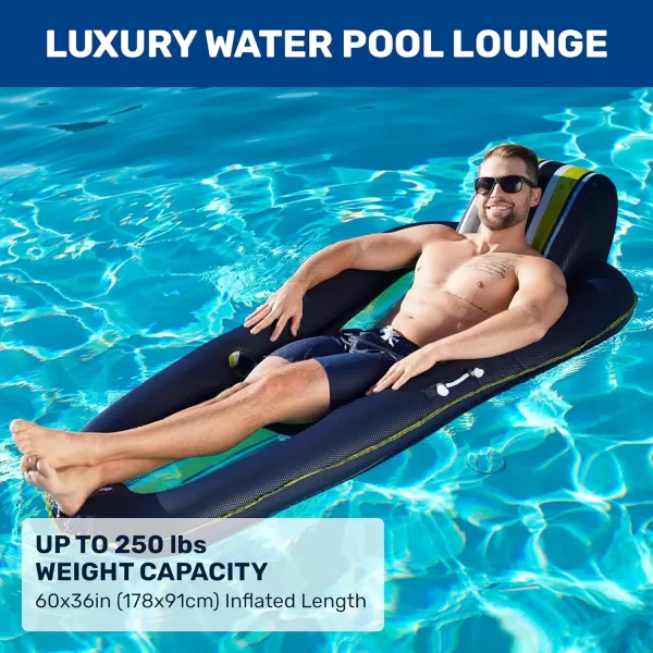 Aqua Ultimate 2-in-1 Pool Float Lounge – Extra Large – Inflatable Pool Floats for Adults with Adjustable Backrest &amp; Cupholder Caddy – Multiple Colors/Styles