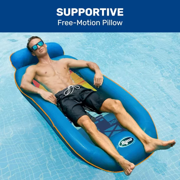Aqua Ultimate 2-in-1 Pool Float Lounge – Extra Large – Inflatable Pool Floats for Adults with Adjustable Backrest &amp; Cupholder Caddy – Multiple Colors/Styles