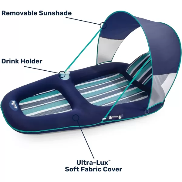 Aqua Ultimate 2-in-1 Pool Float Lounge – Extra Large – Inflatable Pool Floats for Adults with Adjustable Backrest &amp; Cupholder Caddy – Multiple Colors/Styles