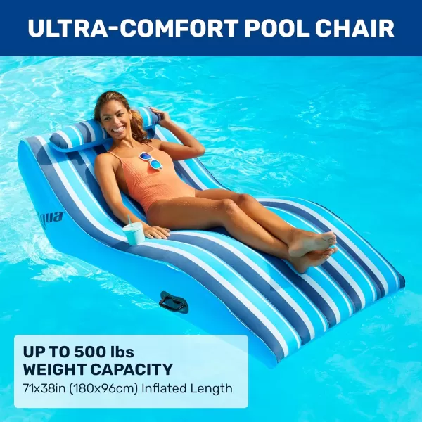Aqua Ultimate 2-in-1 Pool Float Lounge – Extra Large – Inflatable Pool Floats for Adults with Adjustable Backrest &amp; Cupholder Caddy – Multiple Colors/Styles