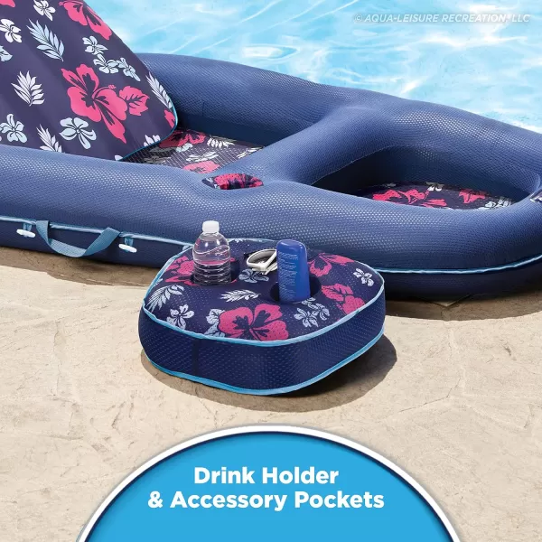 Aqua Ultimate 2-in-1 Pool Float Lounge – Extra Large – Inflatable Pool Floats for Adults with Adjustable Backrest &amp; Cupholder Caddy – Multiple Colors/Styles
