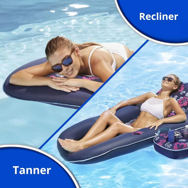Aqua Ultimate 2-in-1 Pool Float Lounge – Extra Large – Inflatable Pool Floats for Adults with Adjustable Backrest &amp; Cupholder Caddy – Multiple Colors/Styles