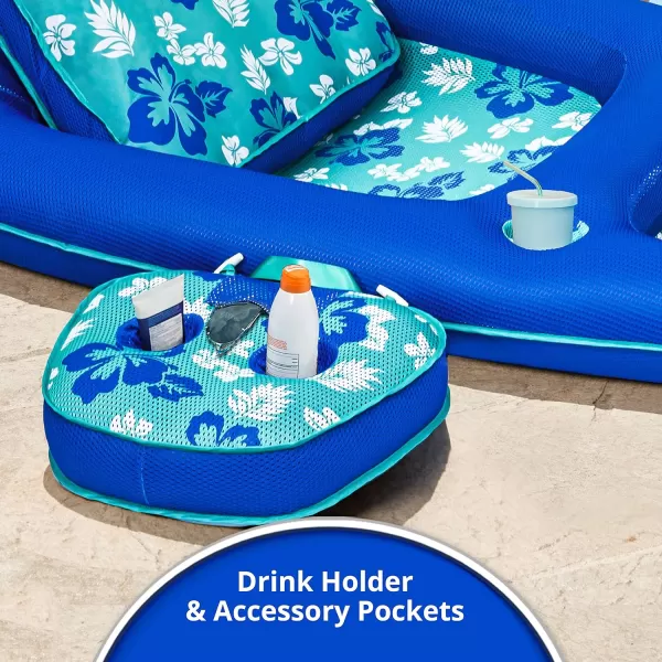 Aqua Ultimate 2-in-1 Pool Float Lounge – Extra Large – Inflatable Pool Floats for Adults with Adjustable Backrest &amp; Cupholder Caddy – Multiple Colors/Styles