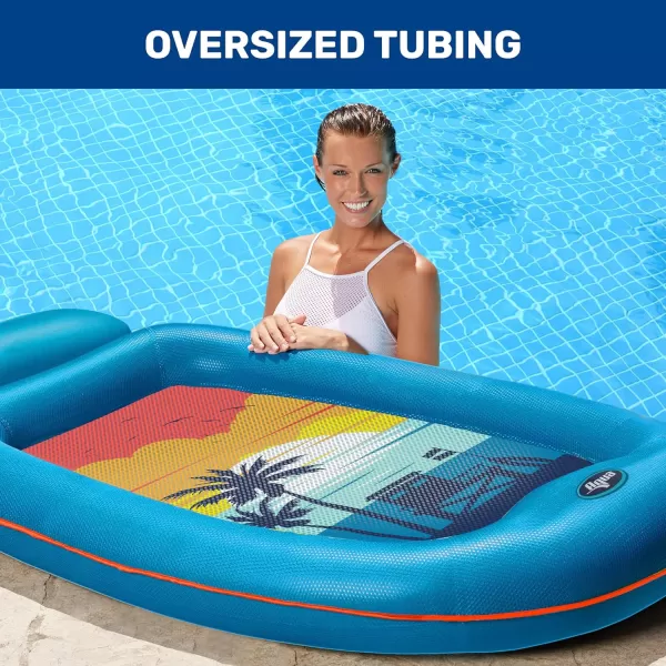 Aqua Ultimate 2-in-1 Pool Float Lounge – Extra Large – Inflatable Pool Floats for Adults with Adjustable Backrest &amp; Cupholder Caddy – Multiple Colors/Styles