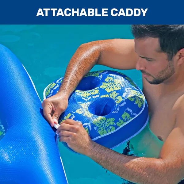 Aqua Ultimate 2-in-1 Pool Float Lounge – Extra Large – Inflatable Pool Floats for Adults with Adjustable Backrest &amp; Cupholder Caddy – Multiple Colors/Styles