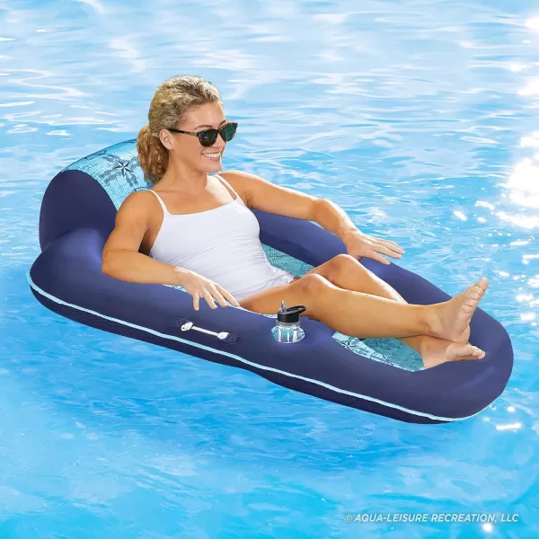 Aqua Ultimate 2-in-1 Pool Float Lounge – Extra Large – Inflatable Pool Floats for Adults with Adjustable Backrest &amp; Cupholder Caddy – Multiple Colors/Styles
