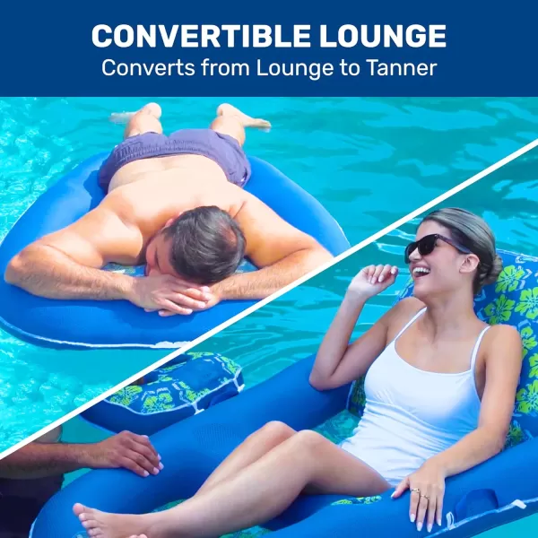 Aqua Ultimate 2-in-1 Pool Float Lounge – Extra Large – Inflatable Pool Floats for Adults with Adjustable Backrest &amp; Cupholder Caddy – Multiple Colors/Styles