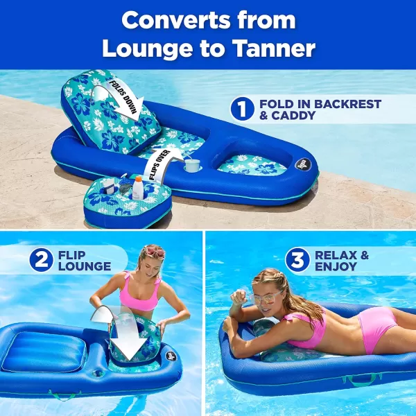Aqua Ultimate 2-in-1 Pool Float Lounge – Extra Large – Inflatable Pool Floats for Adults with Adjustable Backrest &amp; Cupholder Caddy – Multiple Colors/Styles