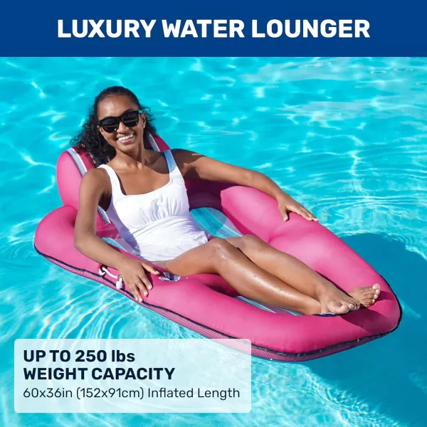 Aqua Ultimate 2-in-1 Pool Float Lounge – Extra Large – Inflatable Pool Floats for Adults with Adjustable Backrest &amp; Cupholder Caddy – Multiple Colors/Styles