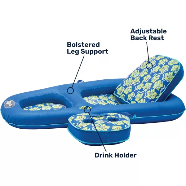 Aqua Ultimate 2-in-1 Pool Float Lounge – Extra Large – Inflatable Pool Floats for Adults with Adjustable Backrest &amp; Cupholder Caddy – Multiple Colors/Styles