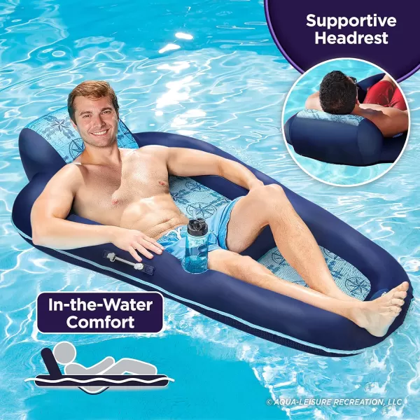 Aqua Ultimate 2-in-1 Pool Float Lounge – Extra Large – Inflatable Pool Floats for Adults with Adjustable Backrest &amp; Cupholder Caddy – Multiple Colors/Styles