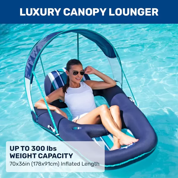 Aqua Ultimate 2-in-1 Pool Float Lounge – Extra Large – Inflatable Pool Floats for Adults with Adjustable Backrest &amp; Cupholder Caddy – Multiple Colors/Styles