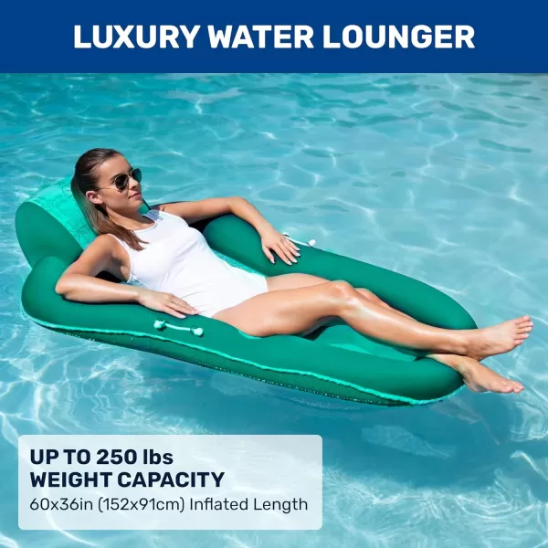 Aqua Ultimate 2-in-1 Pool Float Lounge – Extra Large – Inflatable Pool Floats for Adults with Adjustable Backrest &amp; Cupholder Caddy – Multiple Colors/Styles