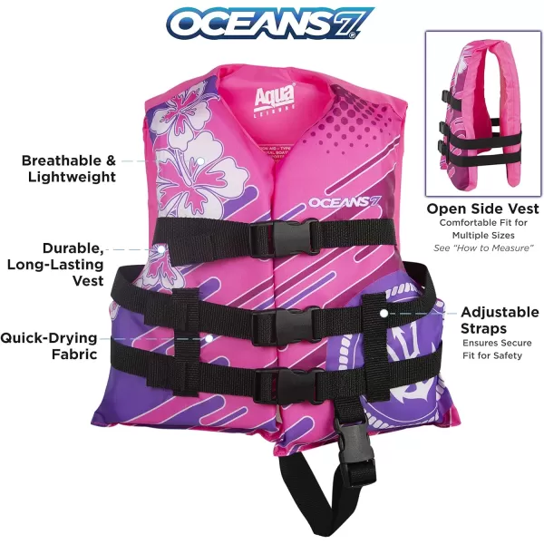 Oceans 7 US Coast Guard Approved, Infant-Child-Youth Life Jacket Vest – Sizes for 8-90 lbs. – Type III Vest, PFD, Personal Flotation Device