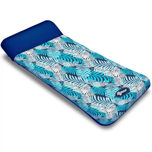 Aqua Deluxe Contour Pool Chair Lounge, Luxury Fabric, Suntanner Adult Size Pool Float, Lake Floating Chair, Heavy Duty, Blue/White Fern