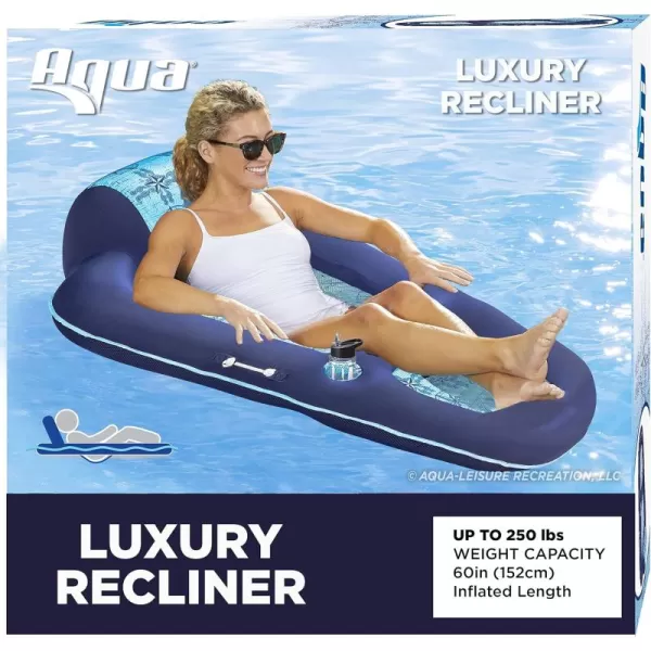 Aqua Ultimate 2-in-1 Pool Float Lounge – Extra Large – Inflatable Pool Floats for Adults with Adjustable Backrest &amp; Cupholder Caddy – Multiple Colors/Styles