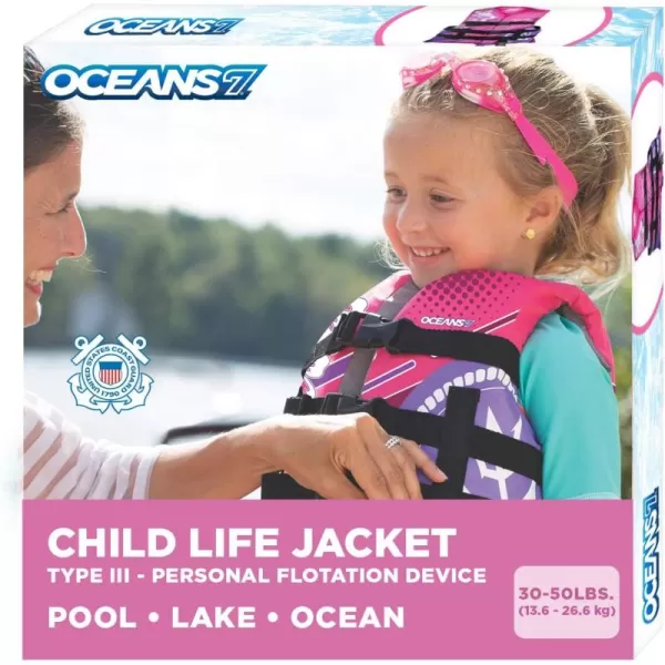 Oceans 7 US Coast Guard Approved, Infant-Child-Youth Life Jacket Vest – Sizes for 8-90 lbs. – Type III Vest, PFD, Personal Flotation Device