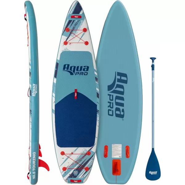 imageAqua PRO Halcyon Touring Inflatable StandUp Paddleboard iSUP Sleek Stable Design with NonSlip EVA Deck Includes Paddle Ankle Leash Pump and CarryStorage BagTouring