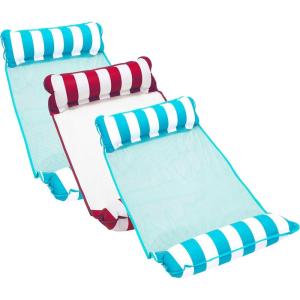 imageAqua 4in1 Monterey Hammock Pool Float ampamp Water Hammocks  234 Multipacks  Multiple ColorsStyles  for Adults and Kids FloatingLight Blue  BurgundyWhite Stripe