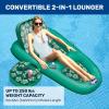 imageAqua Campania Ultimate 2in1 Pool Float Lounge  Extra Large  Inflatable Pool Floats for Adults with Adjustable Backrest ampamp Cupholder Caddy  Multiple ColorsStylesTeal Florall Campania 2in1 Recliner