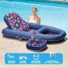 imageAqua Campania Ultimate 2in1 Pool Float Lounge  Extra Large  Inflatable Pool Floats for Adults with Adjustable Backrest ampamp Cupholder Caddy  Multiple ColorsStylesAqua Navy Campania 2in1 Recliner