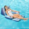 imageAqua Deluxe Contour Pool Chair Lounge Luxury Fabric Suntanner Adult Size Pool Float Lake Floating Chair Heavy Duty BlueWhite FernContour Chair Float Blue Fern