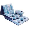 imageAqua Deluxe Contour Pool Chair Lounge Luxury Fabric Suntanner Adult Size Pool Float Lake Floating Chair Heavy Duty BlueWhite FernContour Chair Float Blue Fern