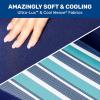 imageAqua Luxurious Inflatable Outdoor Swimming Pool Lounger Hammock Float with Sunshade CanopyOversize Ultimate Lounger WCanopy Navy Stripe