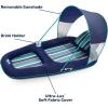 imageAqua Luxurious Inflatable Outdoor Swimming Pool Lounger Hammock Float with Sunshade CanopyOversize Ultimate Lounger WCanopy Navy Stripe
