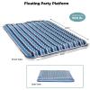 imageAqua Ultimate Floating Water Mat  Heavy Duty Floating Island Pad with Expandable Zippers  NavyWhite Stripe