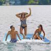 imageAqua Ultimate Floating Water Mat  Heavy Duty Floating Island Pad with Expandable Zippers  NavyWhite Stripe