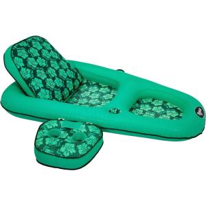 imageAqua Campania Ultimate 2in1 Pool Float Lounge  Extra Large  Inflatable Pool Floats for Adults with Adjustable Backrest ampamp Cupholder Caddy  Multiple ColorsStylesTeal Florall Campania 2in1 Recliner