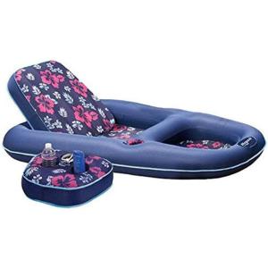 imageAqua Campania Ultimate 2in1 Pool Float Lounge  Extra Large  Inflatable Pool Floats for Adults with Adjustable Backrest ampamp Cupholder Caddy  Multiple ColorsStylesAqua Navy Campania 2in1 Recliner