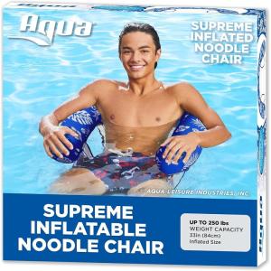 imageAqua Supreme Oversized Inflatable Pool Noodle ChairDeluxe Noodle Chair Blue Hibiscus