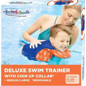 imageSwimSchool Kids Swim Trainer Vests for Toddlers Ages 26  BoysGirls  Multiple ColorsStyles  Learn to Swim FloatiesML BlueOrange Swim Vest w ChinUp Collar