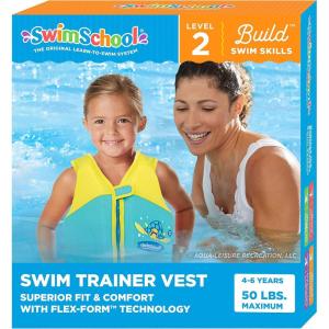 imageSwimSchool Kids Swim Trainer Vests for Toddlers Ages 26  BoysGirls  Multiple ColorsStyles  Learn to Swim FloatiesML FlexForm Vest Seafoam Blue