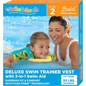 imageSwimSchool Kids Swim Trainer Vests for Toddlers Ages 26  BoysGirls  Multiple ColorsStyles  Learn to Swim FloatiesML Trainer Vest Seafoam Blue Lemon
