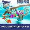 imageAqua Fish Bones Shimmering Dive Sticks 3 Piece Set Toss Dive ampamp Retrieve Pool Toy Ages 5 and Up
