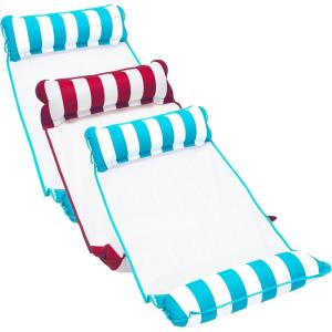 imageAqua Original 4in1 Monterey Hammock Pool Float ampamp Water Hammock  MultiPurpose Inflatable Pool Floats for Adults  Patented Thick NonStick PVC MaterialLight Blue  Burgundy 3 Pack