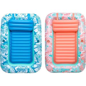 imageAqua Tanning Pool Lounger Float  Inflatable Pool for Kids and AdultsPink Flower Coral  Blue Flowers