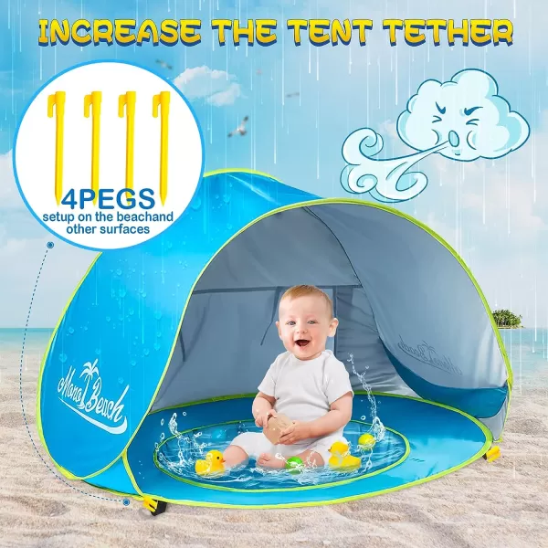 imageMonobeach Baby Beach Tent Pop Up Portable Shade Pool UV Protection Sun Shelter for InfantBlue