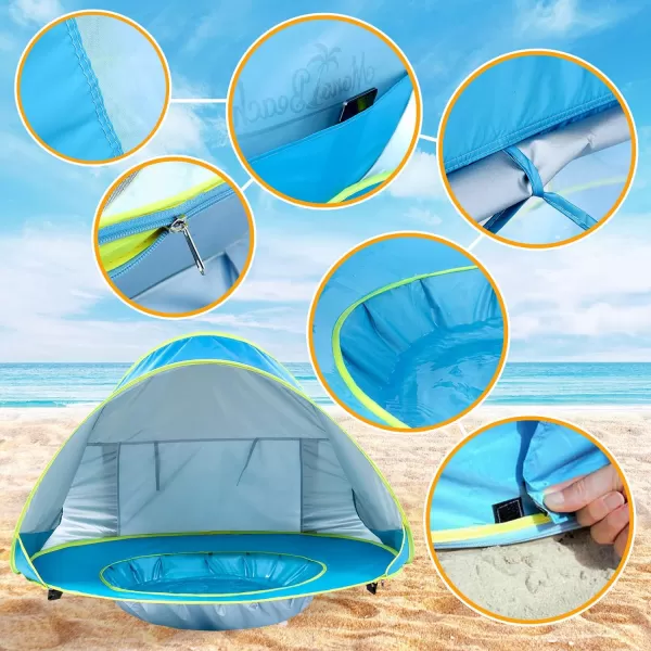 imageMonobeach Baby Beach Tent Pop Up Portable Shade Pool UV Protection Sun Shelter for InfantBlue