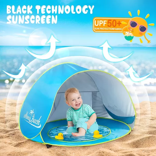 imageMonobeach Baby Beach Tent Pop Up Portable Shade Pool UV Protection Sun Shelter for InfantBlue