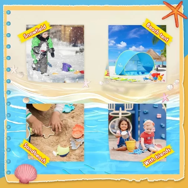 imageMonobeach Baby Beach Tent Pop Up Portable Shade Pool UV Protection Sun Shelter for InfantBlue with Beach Sand Toys