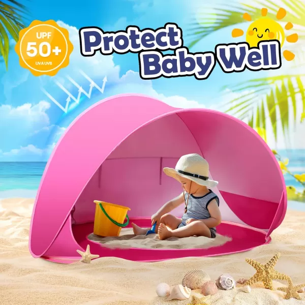 imageMonobeach Baby Beach Tent Pop Up Portable Shade Pool UV Protection Sun Shelter for InfantPink Beach Tent