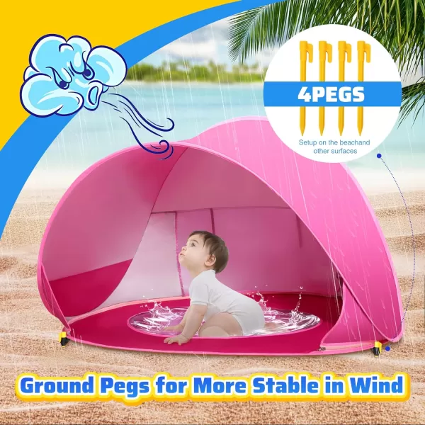 imageMonobeach Baby Beach Tent Pop Up Portable Shade Pool UV Protection Sun Shelter for InfantPink Beach Tent