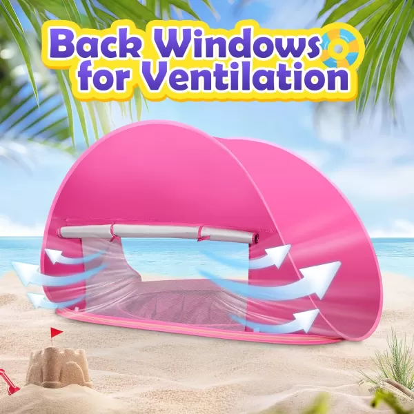 imageMonobeach Baby Beach Tent Pop Up Portable Shade Pool UV Protection Sun Shelter for InfantPink Beach Tent