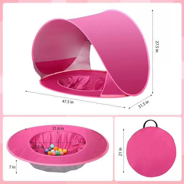 imageMonobeach Baby Beach Tent Pop Up Portable Shade Pool UV Protection Sun Shelter for InfantPink Beach Tent